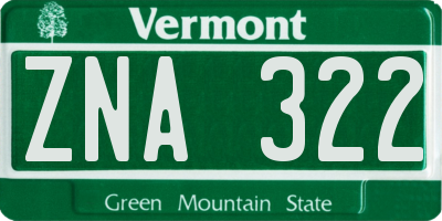 VT license plate ZNA322
