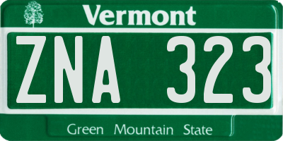 VT license plate ZNA323
