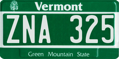 VT license plate ZNA325