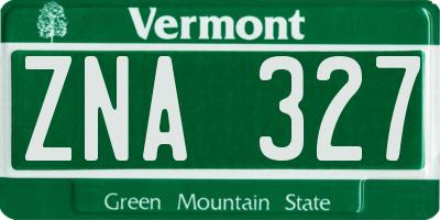 VT license plate ZNA327