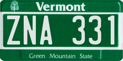 VT license plate ZNA331