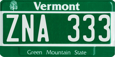 VT license plate ZNA333