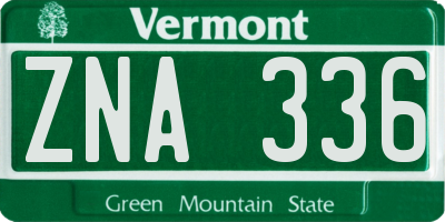 VT license plate ZNA336