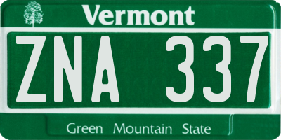 VT license plate ZNA337