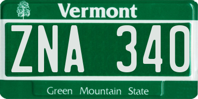 VT license plate ZNA340