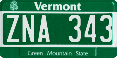 VT license plate ZNA343