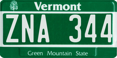 VT license plate ZNA344