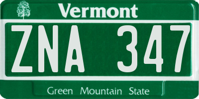VT license plate ZNA347