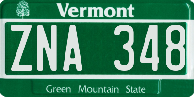 VT license plate ZNA348