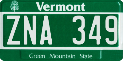 VT license plate ZNA349