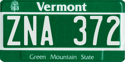 VT license plate ZNA372