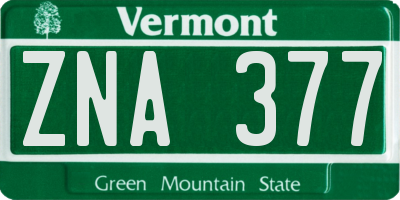 VT license plate ZNA377