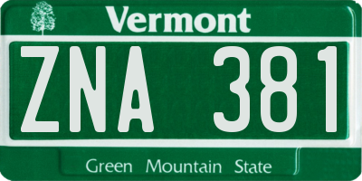 VT license plate ZNA381