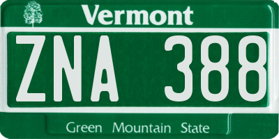 VT license plate ZNA388