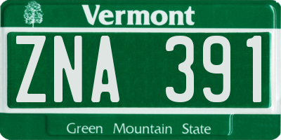 VT license plate ZNA391