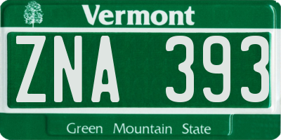 VT license plate ZNA393