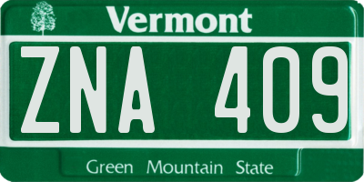 VT license plate ZNA409