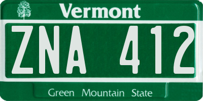 VT license plate ZNA412