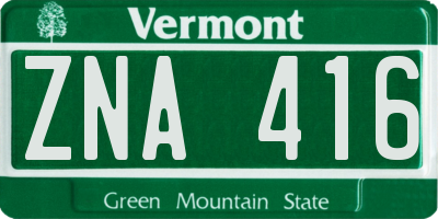 VT license plate ZNA416
