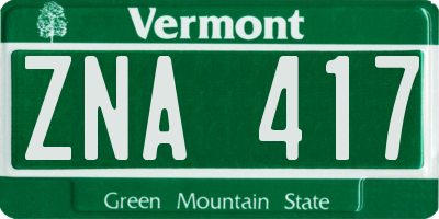 VT license plate ZNA417