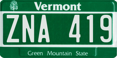 VT license plate ZNA419