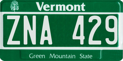 VT license plate ZNA429
