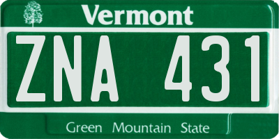 VT license plate ZNA431