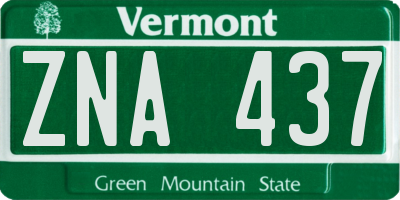 VT license plate ZNA437