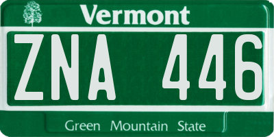 VT license plate ZNA446