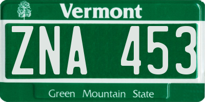 VT license plate ZNA453