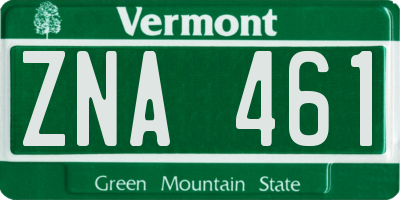 VT license plate ZNA461