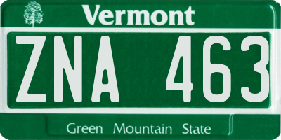 VT license plate ZNA463