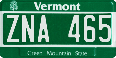 VT license plate ZNA465