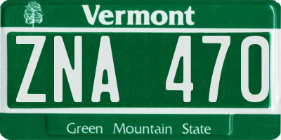 VT license plate ZNA470