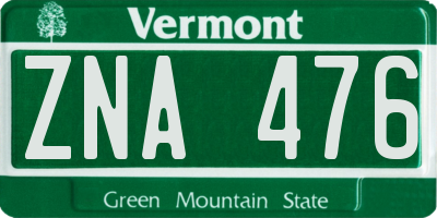 VT license plate ZNA476