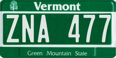 VT license plate ZNA477