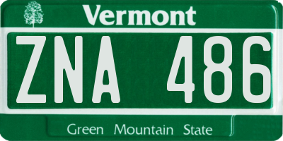 VT license plate ZNA486