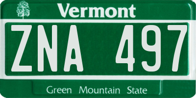 VT license plate ZNA497