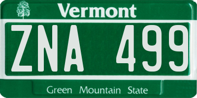 VT license plate ZNA499