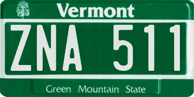 VT license plate ZNA511