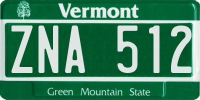 VT license plate ZNA512