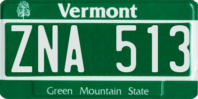VT license plate ZNA513