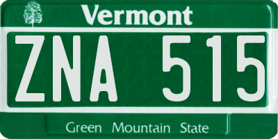 VT license plate ZNA515