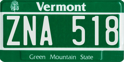 VT license plate ZNA518