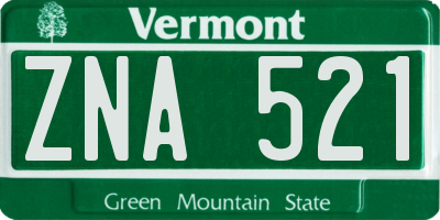 VT license plate ZNA521