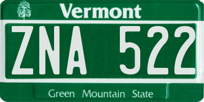 VT license plate ZNA522