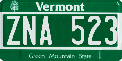 VT license plate ZNA523