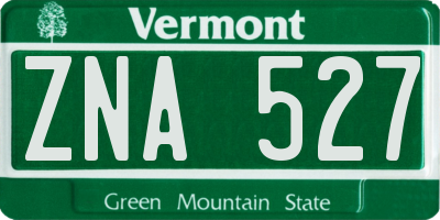 VT license plate ZNA527