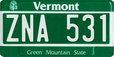 VT license plate ZNA531