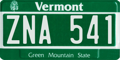 VT license plate ZNA541